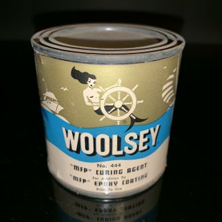 Vintage 1950’s Woolsey Epoxy Curing Agent Coating Pry Top Full Can Paper Label