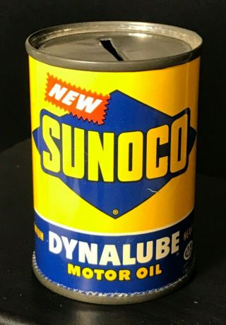 Vintage Sunoco Dynalube Motor Oil Can Coin Bank - Copyright 1951 Cool