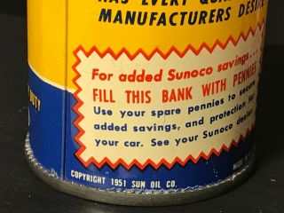 Vintage Sunoco Dynalube Motor Oil Can Coin Bank - Copyright 1951 Cool 3