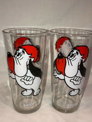 Set Of 2 Vintage 1975 Droopy Dog Glasses Tumblers Mgm Pepsi Collector Series