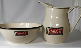 Coca Cola Pitcher And Basin/ Bowl Enamelware Metal