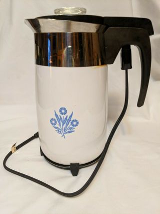 Vtg Corning Ware Blue Cornflower 6 Cup Electric Coffee Percolator Complete