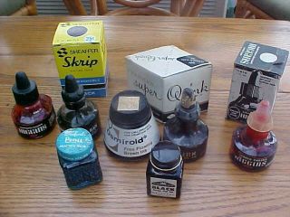 Vintage Group Of Ink Bottles,  Higgins,  Sandfords,  Carters,  Parker,  Seaffer,  Etc