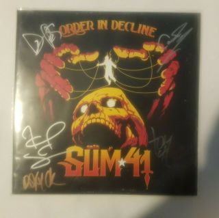 Sum 41 Order In Decline - Rare Signed Limited Edition Yellow Vinyl Lp -