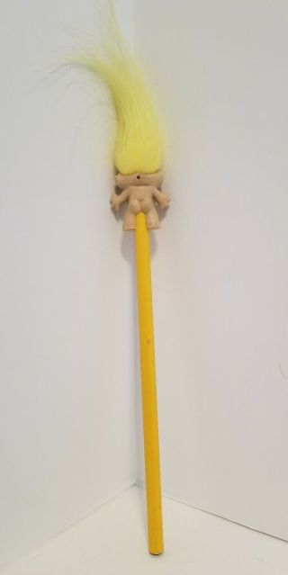 Vintage 1990s Troll Pencil Topper Yellow Hair 2