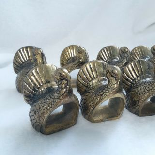 Kemp And Beatley Set Of 8 Pewter Turkey Holiday/thanksgiving Napkin Rings Gold