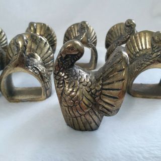 Kemp and Beatley Set of 8 Pewter Turkey Holiday/Thanksgiving Napkin Rings Gold 2