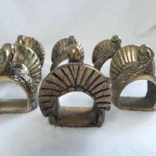 Kemp and Beatley Set of 8 Pewter Turkey Holiday/Thanksgiving Napkin Rings Gold 3
