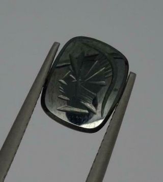 Vintage Carved Jewellery Hematite Centurion Crest Intaglio Stone,  10.  00mm X8.  11mm