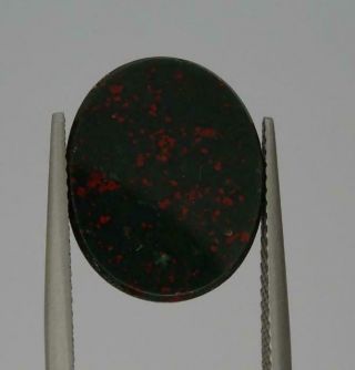 Vintage Carved Bloodstone Intaglio Oval Stone For Signet Ring,  16mm X 13mm X 2.  4