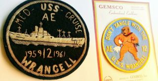 2 - Uss Wrangell Embroidered Patch Patches 1959 1961 Med Cruise Ae