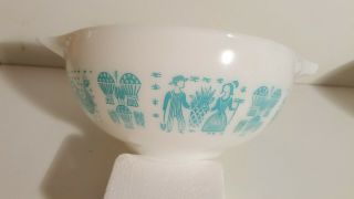 Pyrex Amish Butterprint 443 Mixing Bowl,  Turquoise On White Near