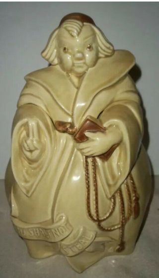 Vintage Red Wing Pottery Cookie Jar Monk Thou Shalt Not Steal 1940 