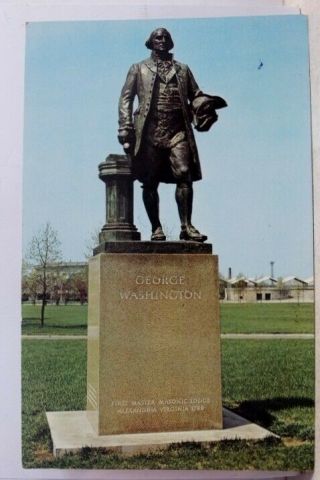 Virginia Va Alexandria Lodge George Washington Bronze Statue Postcard Old View
