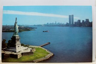 York Ny Nyc Manhattan Skyline Statue Of Liberty Postcard Old Vintage Card Pc