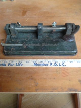 Vintage Wilson Jones Hummer 3 - Hole Paper Punch Industrial Cast Iron Collectible