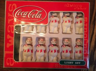 Coke Coca Cola Polar Bear Christmas String Lights 10 Bears Set Nib
