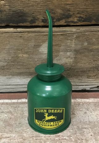 John Deere Quality Farm Equipment Green Tin Oil Dispenser / Oil Squirt Can