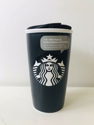 Black Starbucks Coffee Writable Ceramic Travel 12 Oz Tumbler,  Missing Pen