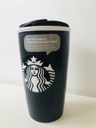 Black Starbucks Coffee Writable Ceramic Travel 12 Oz Tumbler,  Missing Pen 2