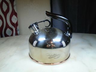 Vintage Paul Revere Ware Copper Bottom 2 Qt Whistling Tea Kettle H 98 - C Korea