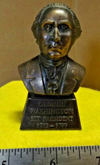 Vintage Miniature Die Cast Metal Bust Of George Washington Pencil Sharpener Guc