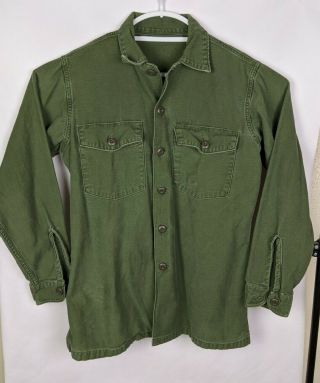 Vintage Military Army Mens Cotton Sateen Og 107 Utility Shirt Medium Size 60 