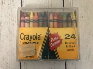 Vintage Case Of Crayola Crayons - 24 Pack Plastic Container - - Made In Usa