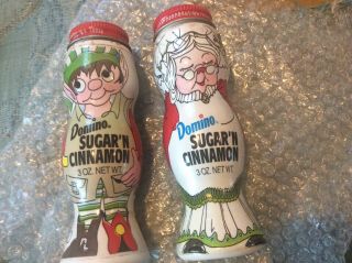 Domino Sugar’n Cinnamon Set Of Holiday Shakers - Mrs.  Claus And Elf - Collectibles