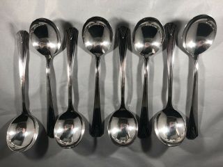 4 Oneida Community Deauville Soup Spoons Art Deco 1929 Silver Plate
