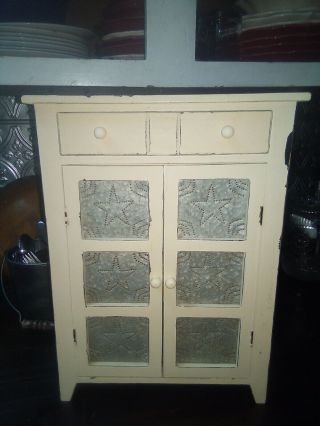 Antique Style Wood & Metal Pie Cabinet 12”x17”x5  Numerous Uses "