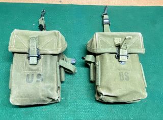 Vietnam War Era Us Army Military M1956 Universal Small Arms Ammo Pouch 2 Ea