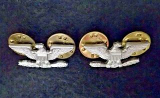 Vietnam War Usaf / Army Colonel Rank Insignia Pair 1/20 Silver Ns Meyer Matched