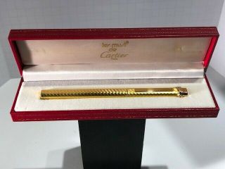 Les Must De Cartier Paris Gold Plated Ballpoint Pen Boxed Vintage