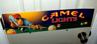 Joe Camel.  Pool Hall Poster Sign,  Old Stock,  22 1/2 Long 5 3/4 Tall.  To Us