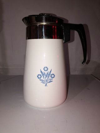 Vintage Corning Ware Stovetop Coffee Pot Cornflower 9 Cup Complete Percolator