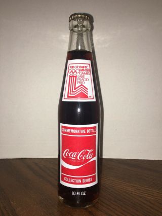 1980 Winter Olympics Bobsledding & Luge 10 Oz Coca Cola Commemorative Bottle Ful