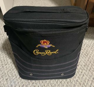 Black Crown Royal Insulated Cooler Bag With Shoulder Strap.  Embroidered Logo