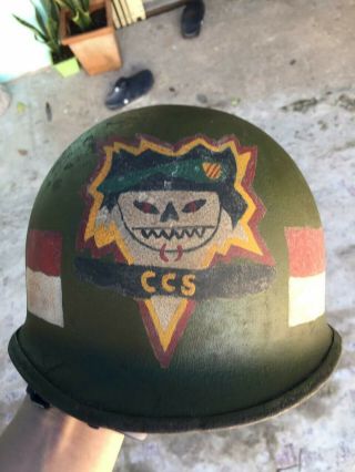 Vietnam War Ccs Macv - Sog Us Army Special Forces Steel Pot Helmet