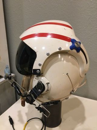 Hgu - 2 Us Air Force Pilot Flight Helmet Rams Horn Visor Usaf Vietnam War