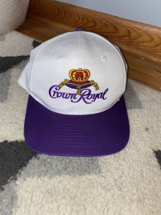 Vintage Crown Royal Whisky Snapback Hat Cap White Purple Bill