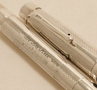 Vintage 1938 Onoto De La Rue Solid Silver Dainty Lever Fountain Pen