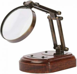 Antique Collectible 1805 London Folded Glass Wooden Stand Magnifying Glass Mg 05