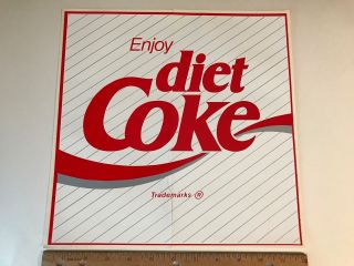 Vtg Enjoy Diet Coke Coca - Cola Bottle Drink Machine Large 12 " Sticker Decal Nos