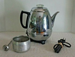 Vintage Ge General Electric Chrome Pot Belly Percolator 68p40 Coffee Maker 9.  5 " H