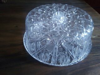Vintage Mid Century Acrylic Cake Plate Covered Dome Carrier Clear Plastic