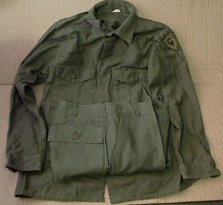Us Army 38th Division Vietnam War Era 1973 Od Green Sateen Fatigues Shirt Pants