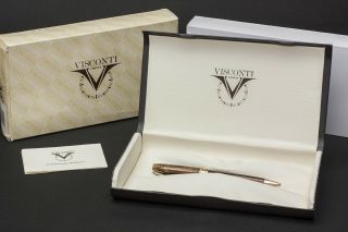 Visconti Michelangelo Imperial Brown Swirl & Bronze Trim Ballpoint Pen Nos