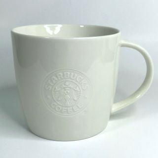 Starbuck Coffee Mug Cup Embossed Mermaid Logo Bone China White 2009 16oz