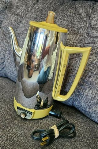 Vtg General Electric Ge Immersible Coffee Pot A5p15 Percolator 9 - Cup Gold/chrome
